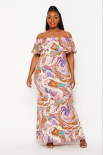 Load image into Gallery viewer, Marble Off Shoulder Maxi Dress
